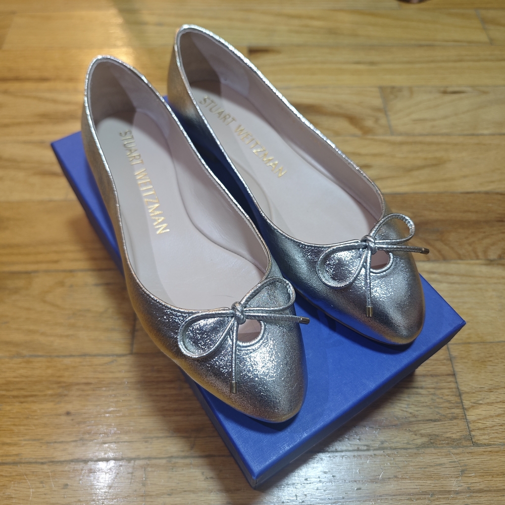 Stuart Weitzman Silver Ballet Flats 39.5 (US9)